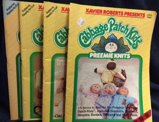 4 Cabbage Patch Kids Designer Clothes and Preemie Pattern Books Ready-to-Cut
