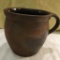 Antique Brown Pottery Crock with Handle