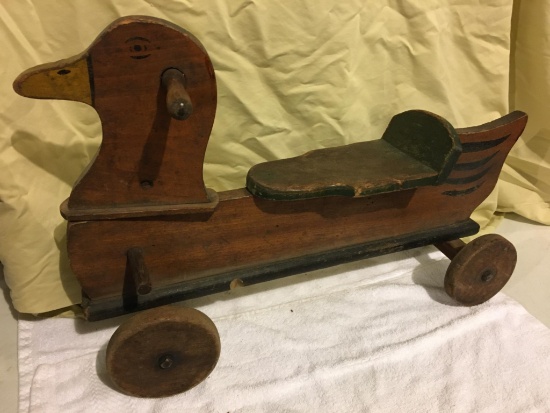 Antique Child's Steerable Duck Push Cart