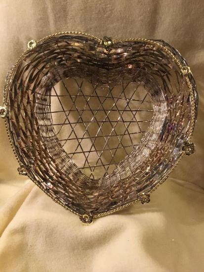 Faux Silver Heart Basket