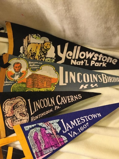 Vintage Small to Medium Felt State and Scenic Souvenir Banners