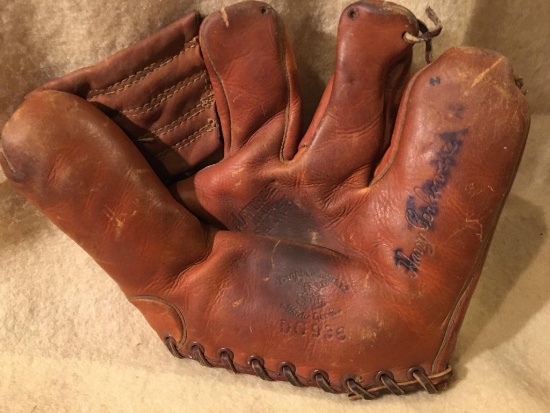 Vintage Baseball Glove and Nolan Ryan Commemorative Baseball