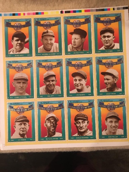 Uncut Sheet of Early Baseball Greats Player Cards