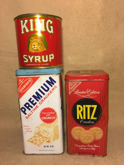 Vintage Three Tins - Premium Crackers, Ritz Crackers, King Syrup