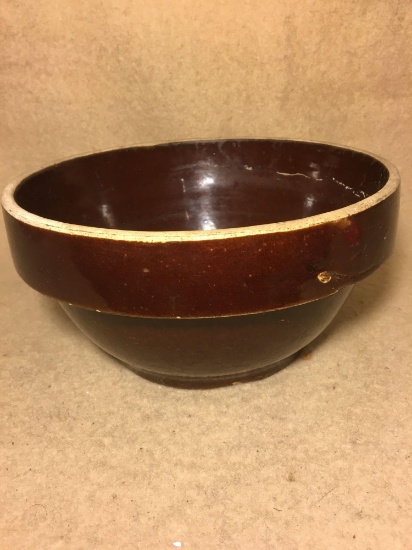 Vintage Banded Brown Ware 9" Mixing Bowl