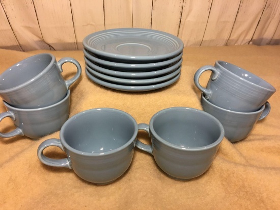 Fiesta Ware Contemporary Cups and Saucers in Periwinkle Blue