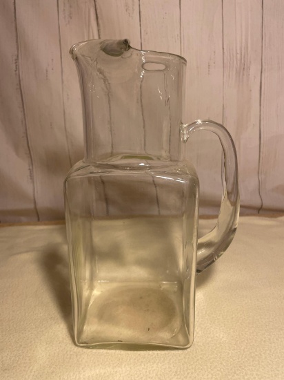 Square Clear Glass Pitcher with Handle