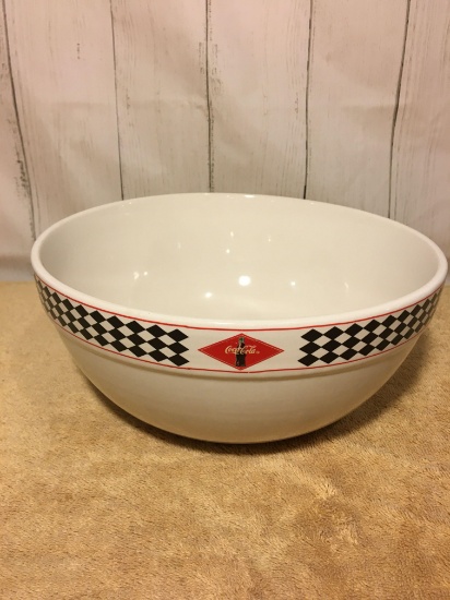 Gibson Coca Cola Mixing Bowl Red and Black Diamonds with Coke Bottle