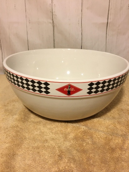 Gibson Coca Cola Mixing Bowl Red and Black diamonds with Coke Bottle