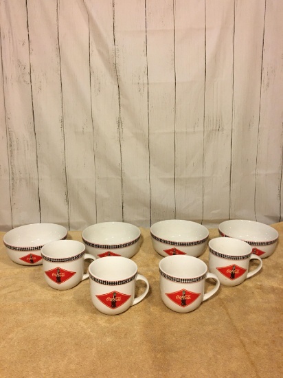 Gibson Coca Cola Cereal Bowls and Cups