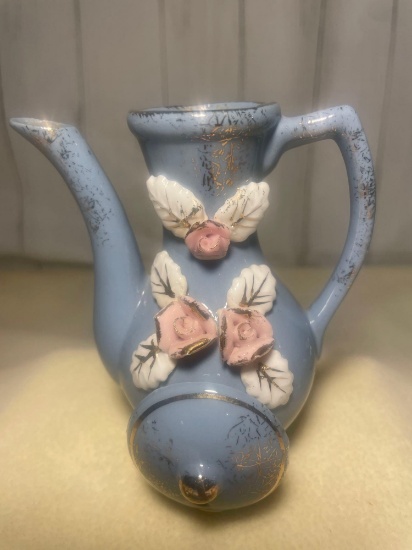 Miniature Pitcher Blue with Roses