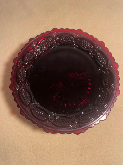 Avon 1876 Cape Cod Collection Ruby Sandwich Glass Snack Plates