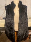 Black Dyed Rabbit Fur Long Vest, Size 22 1/2