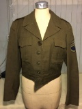 Vintage Army Jacket, Size 36, with Two WWII-ers Sergeant Patches and One 7th Infantry Patch