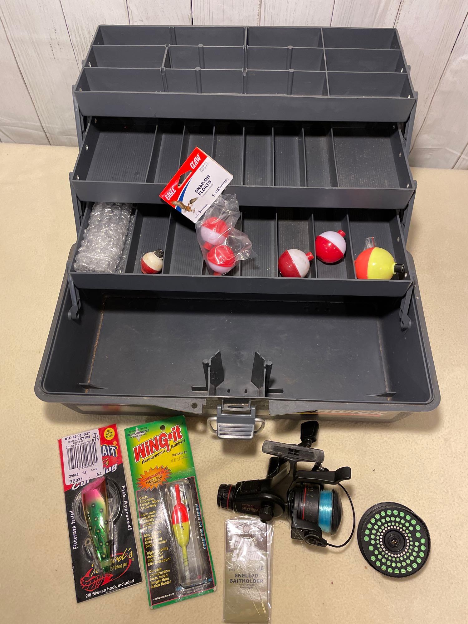 Wood Stream Fishing Tackle Box and Gear