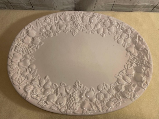 Elements White Fruit Oval Ceramic Platter