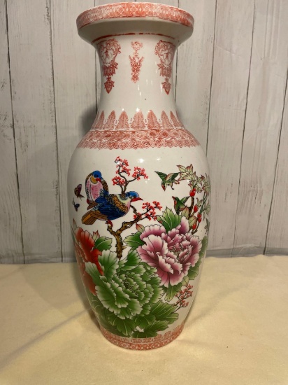 Vintage Pottery Garneck Oriental-Style Floral Ceramic Vase