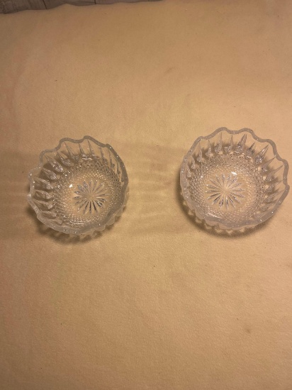 Matching Glass Round Flower Trinket Bowls
