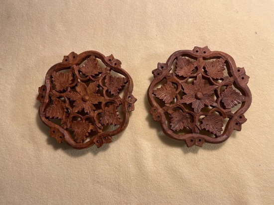 Carved Footed Wooden Trivets
