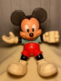 Vintage Disney Mickey Mouse Plastic Figure with Moveable Hands and Feet