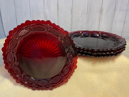 Avon Cape Cod Ruby Red Dessert Plates