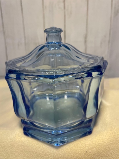 Indiana Glass Concord Blue Candy Box with Lid