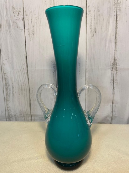 Mid Century Modern Italian Glass Vase, Green