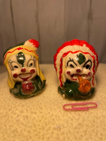 Vintage Native American Clown Salt and Pepper Shakers