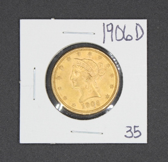 1906-D $10 Liberty Head Eagle Gold Coin