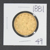 1881 $10 Liberty Head Eagle Gold Coin