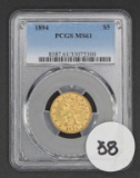 1894 $5 Liberty Head Half Eagle Gold, PCGS MS61