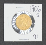 1906-S $5 Liberty Head Half Eagle Gold Coin