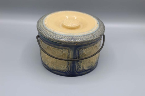 McCoy Pattern stoneware butter dish with bail