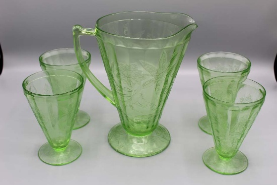 Floral Pattern Pitcher and Glass Set