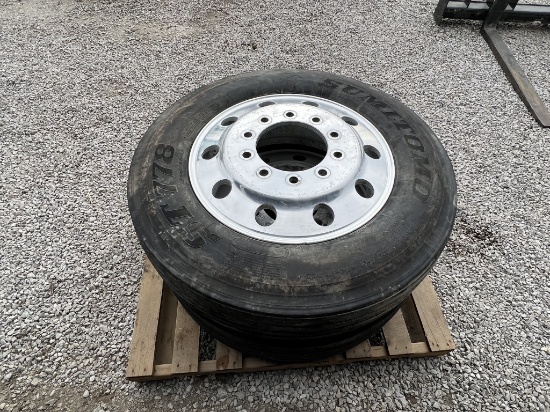 285/75R24.5 low pro tires w/ alum. wheels