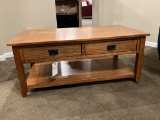 Oak Cocktail Table w/ Slide in/out Drawers