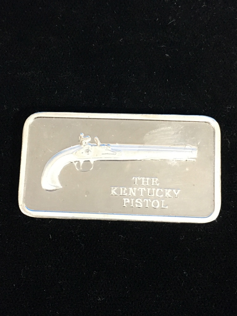 Lot The Kentucky Pistol 1 Ounce Weapons Hof Sterling Silver Bullion The Kentucky Pistol 1 Ounce Weapons Hof Sterling Silver Bullion Bar