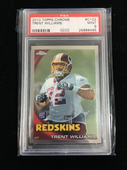 PSA Graded 2010 Topps Chrome Trent Williams Redskins Rookie Football Card - Mint 9
