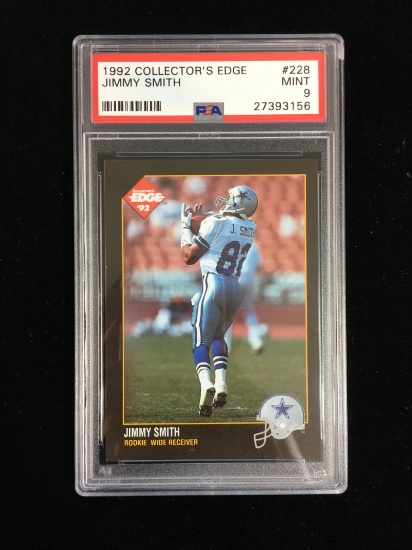 PSA Graded 1992 Collectors Edge Jimmy Smith Rookie Cowboys Jaguars Football Card - Mint 9