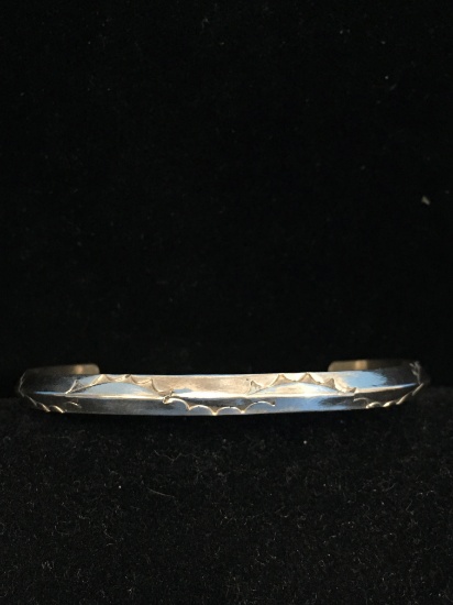 Carved Sterling Silver Native American Cuff Bracelet