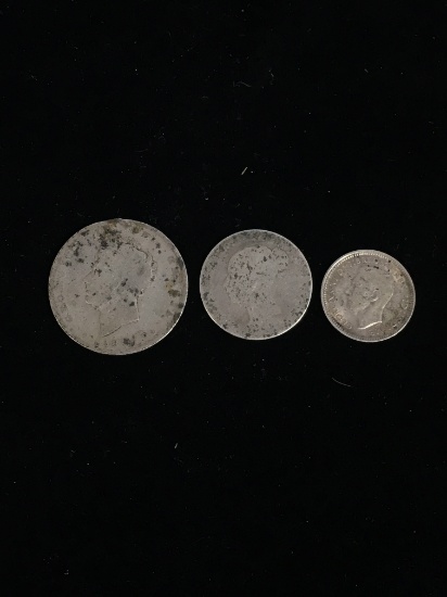 3 Coin Silver Foreign Currency Lot