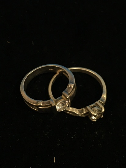 Lot of 2 Sterling Silver Rings W/ Cubic Zirconia