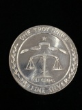 1 Troy Ounce .999 Fine Silver Parliament Shield & Scales of Justice Round Bullion Coin