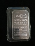 JM Johnson Matthey 1 Troy Ounce .999 Fine Silver Bullion Bar