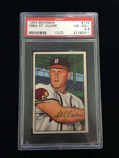 PSA Graded 1952 Bowman Ebba St. Claire Braves Baseball Card