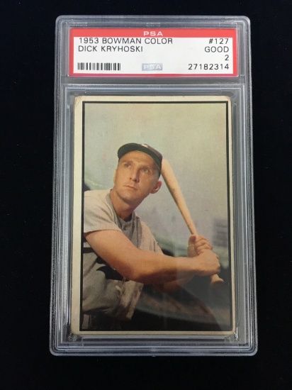 PSA Graded 1953 Bowman Color Dick Kryhoski Browns Baseball Card