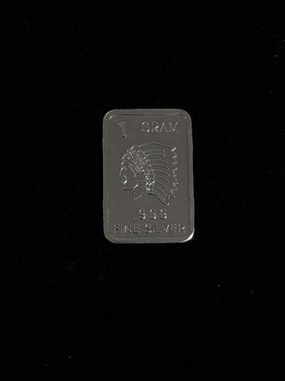 1 Gram .999 Fine Silver Indian Chief Head Bullion Bar