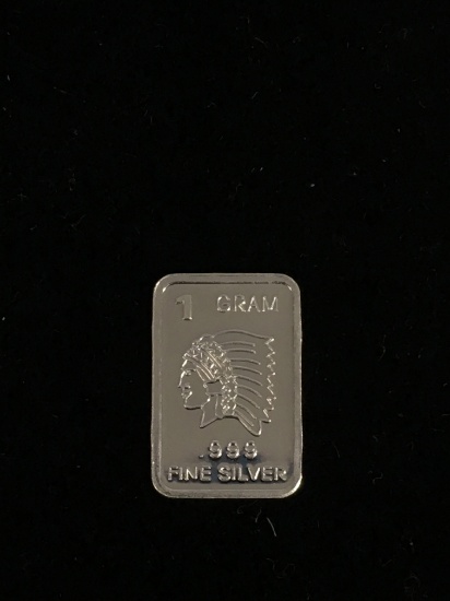 1 Gram .999 Fine Silver Indian Chief Head Bullion Bar