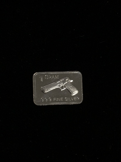 1 Gram .999 Fine Silver 9mm Pistol Bullion Bar