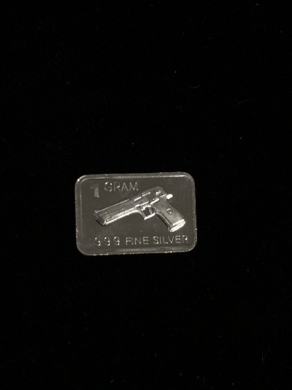 1 Gram .999 Fine Silver 9mm Pistol Bullion Bar